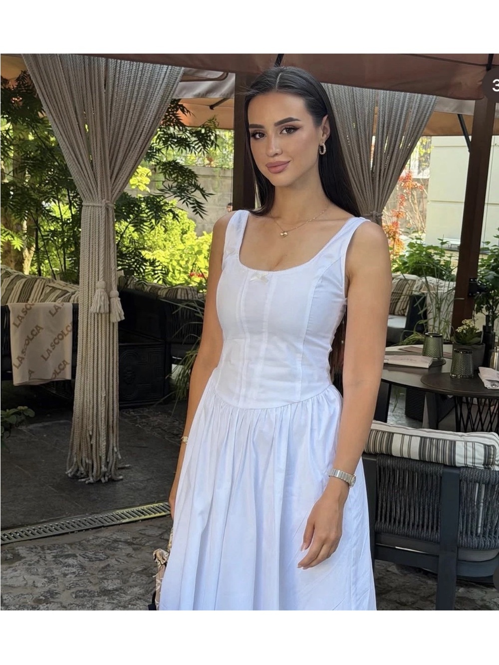 ZARA CORSET-STYLE POPLIN MIDI DRESS - Picture 14 of 16